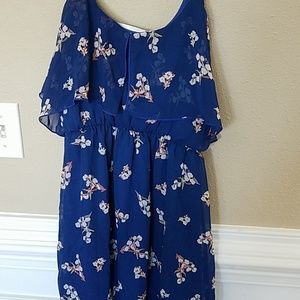 Pants Store 🔴Blue Floral Off the Shoulder Dress